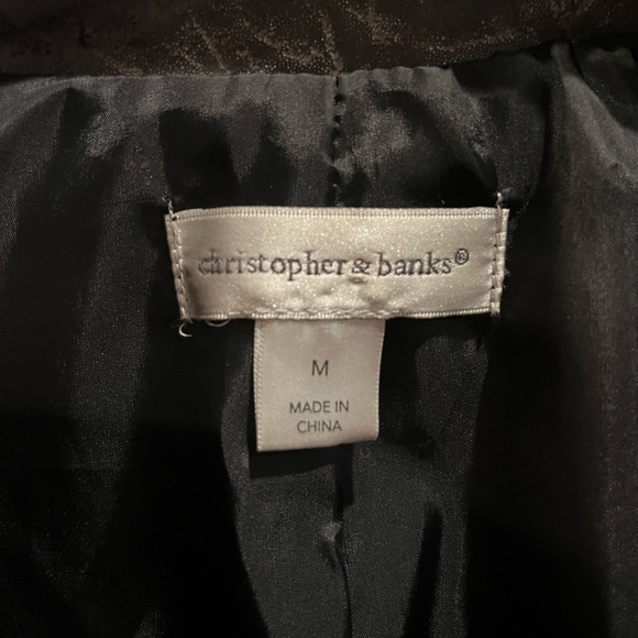 Christopher & Banks Gray Full Zip Collared Jacket Silver Metallic Size Medium - Picture 6 of 8